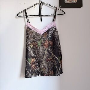 Women's Camouflage Lace Trim Top